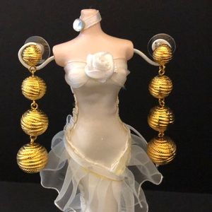 Drop Dangle Post Earrings Gold Tone